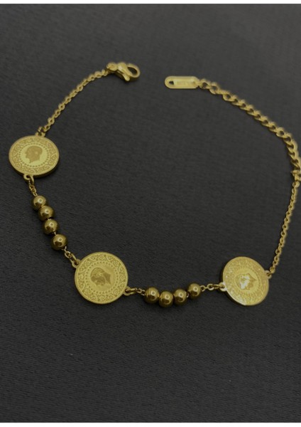 Gold Renk Altın Modelli Çelik Bileklik