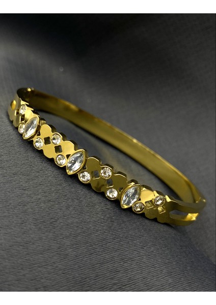 Gold Renk Çelik Cartier Kelepçe Bileklik