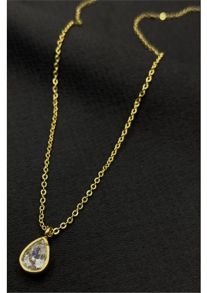 Gold Renk Taşlı Zirkon Kolye