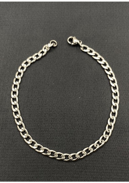 Gümüş Renk Erkek Zincir Çelik Bileklik