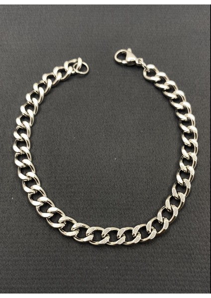 Gümüş Renk Erkek Zincir Çelik Bileklik