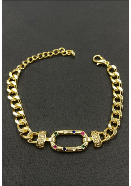 Gold Renk Renkli Geometrik Şekilli Bileklik