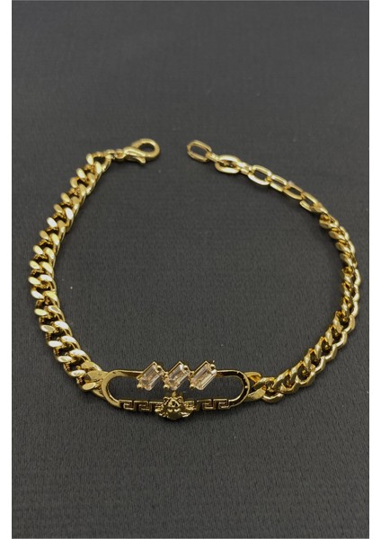 Gold Renk Şekilli Taşlı Bileklik