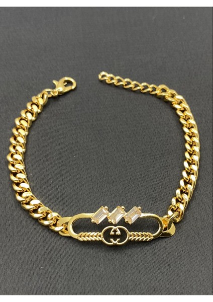 Gold Renk Şekilli Taşlı Bileklik