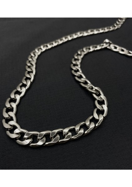 Gümüş Renk Erkek Zincir Çelik Kolye