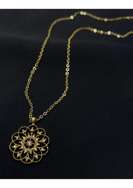 Gold Renk Taşlı Zirkon Kolye