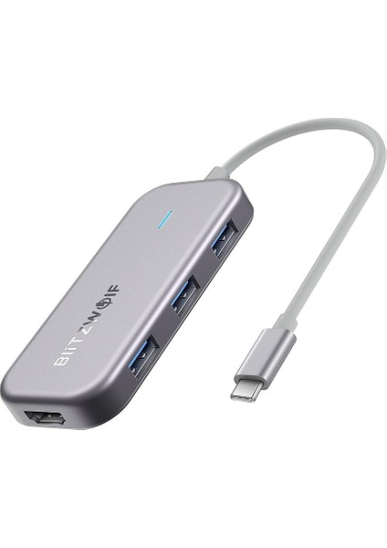 Blitzwolf® Bw-Th5 3'ü 1 Arada USB 3.0 Tf Kart Okuyucu ile 7 In 1 Usb-C Veri Merkezi Usb-C Pd Şarj Macbooklar Için 4K Ekran USB Hub