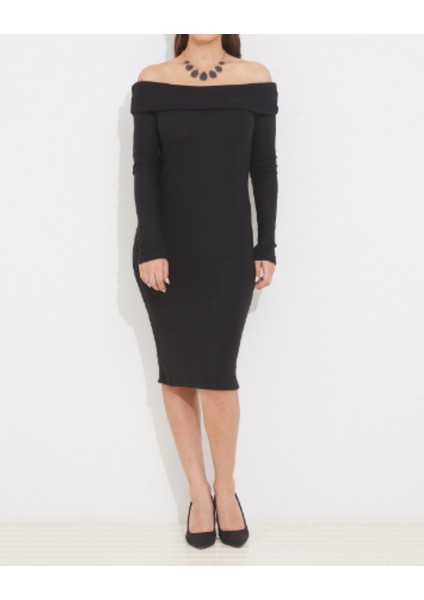 Siyah Madonna Yaka Kaşkorse Elbise modelleri