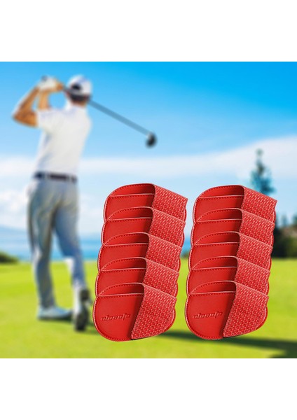 Golf Demir Kafa Kapakları Seti Başörtüsü Pu Deri Koruyucu Pratik, Taşınabilir Kırmızı Büyük (Yurt Dışından)