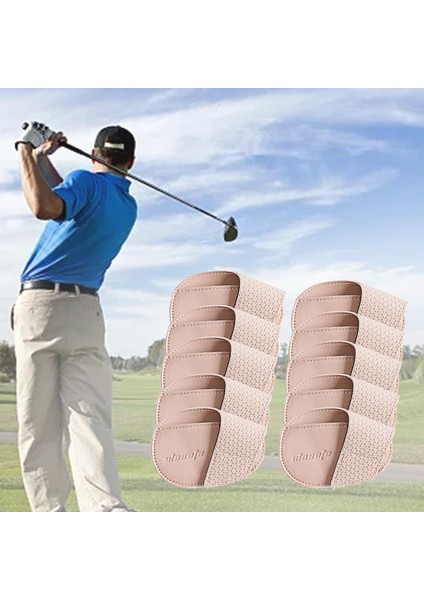 Golf Demir Kafa Kapakları Seti Başörtüsü Pu Deri Koruyucu Pratik, Taşınabilir Pembe Küçük (Yurt Dışından)