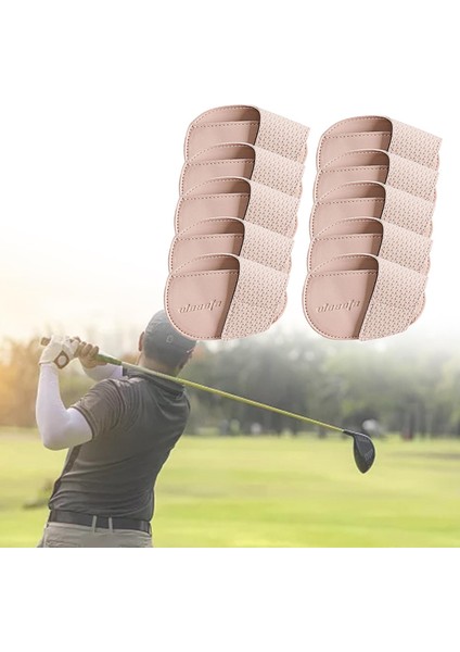 Golf Demir Kafa Kapakları Seti Başörtüsü Pu Deri Koruyucu Pratik, Taşınabilir Pembe Küçük (Yurt Dışından)