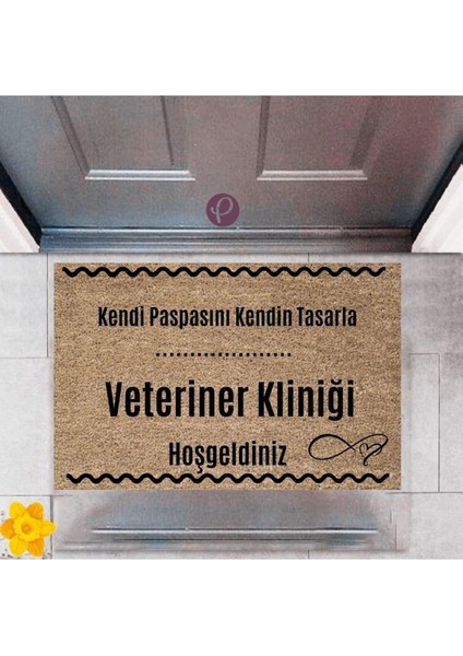 Kapı Önü Paspası Dekoratif Dijital Baskı Veteriner Kliniği P-2540