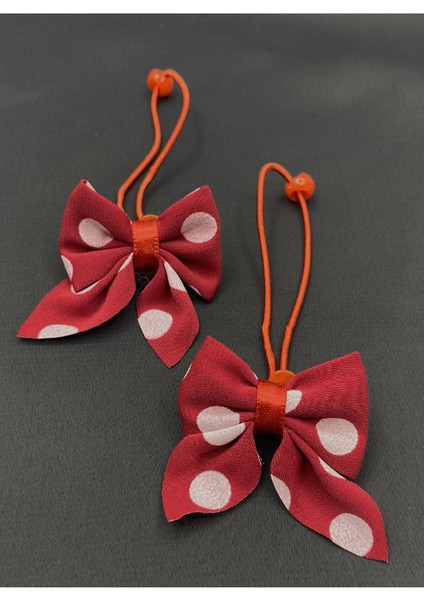 Kırmızı Renk Kurdelalı Ikili Lastik Çocuk Tokası