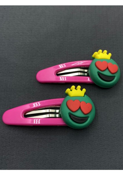 Pembe Renk Silikon Modelli Ikili Çıt Çıtlı Çocuk Saç Tokası