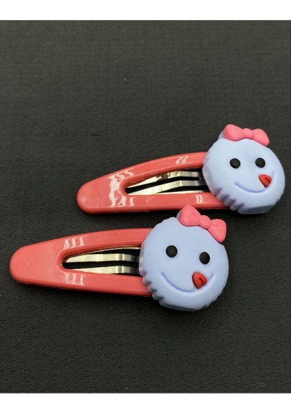 Pembe Renk Silikon Modelli Ikili Çıt Çıtlı Çocuk Saç Tokası
