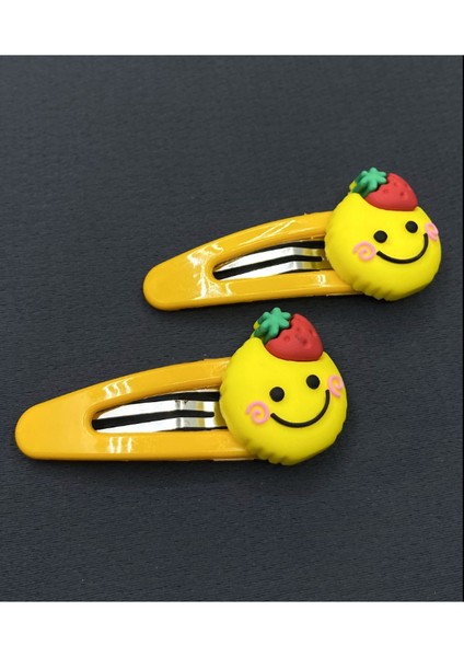 Sarı Renk Silikon Modelli Ikili Çıt Çıtlı Çocuk Saç Tokası