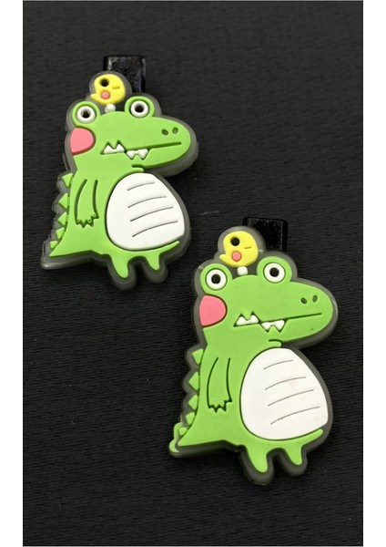 Yeşil Renk Dinozorlu Maşa Çocuk Saç Tokası 4cm