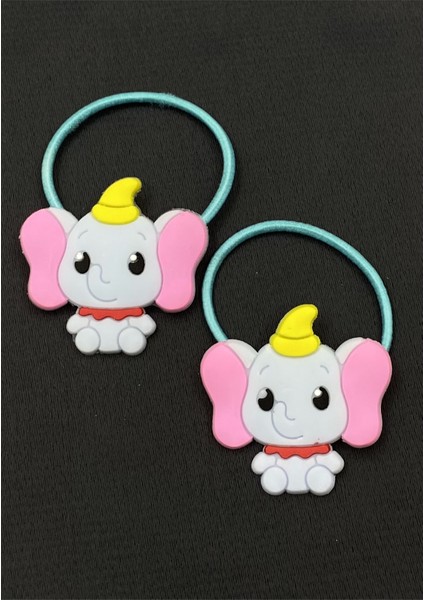 Mavi Silikonlu Filli Ikili Lastik Çocuk Saç Tokası