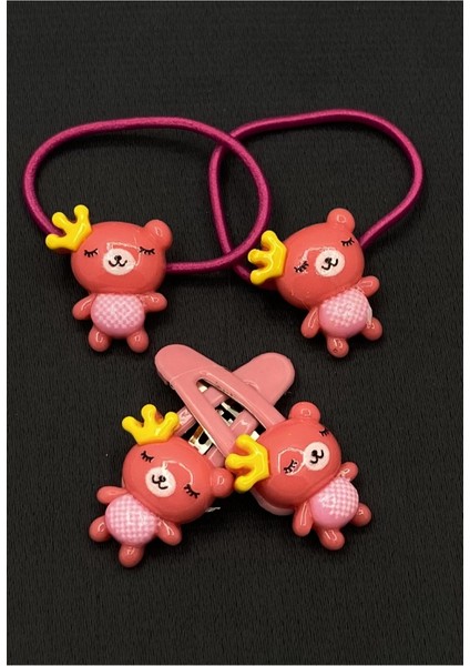 Pembe Renk 2 Lastik 2 Çıt Çıt Çocuk Tokası 4cm