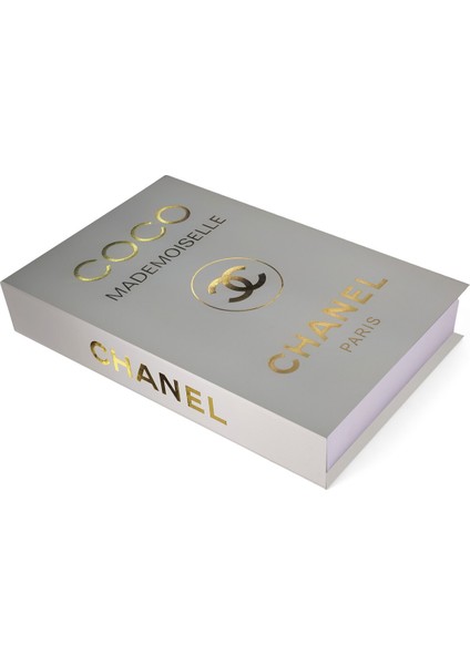 Beyaz Coco Chanel Altın Yaldız Dekoratif Kitap Kutusu