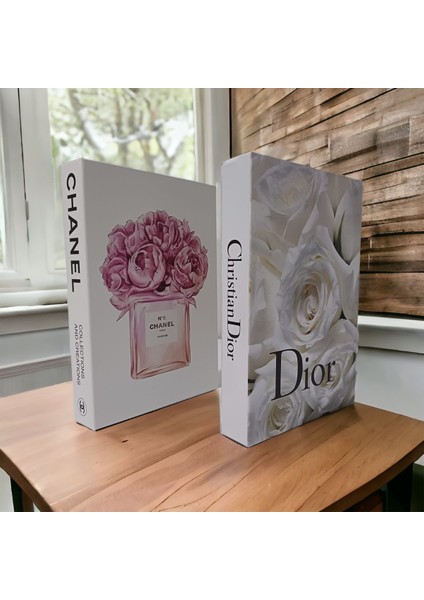 Christian Dior & Chanel 2li Dekoratif Kutu Set Kitap Kutu Set