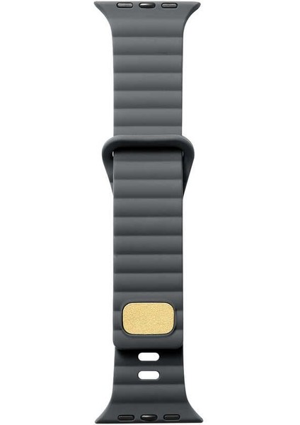 Apple Watch Se 2 2023 40MM Kordon Silikon Metal Tokalı Ayarlanabilir KRD73 Gri