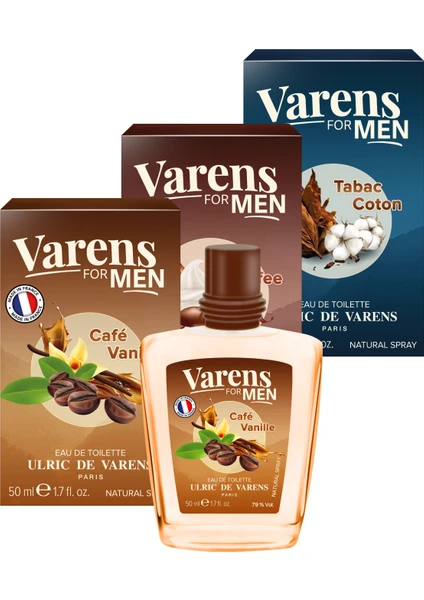 Ulric de Varens Varens For Men Café Vanille, Tabac Coton, İrish Coffee 3'lü Set  Erkek Parfüm 3 x 50 ml