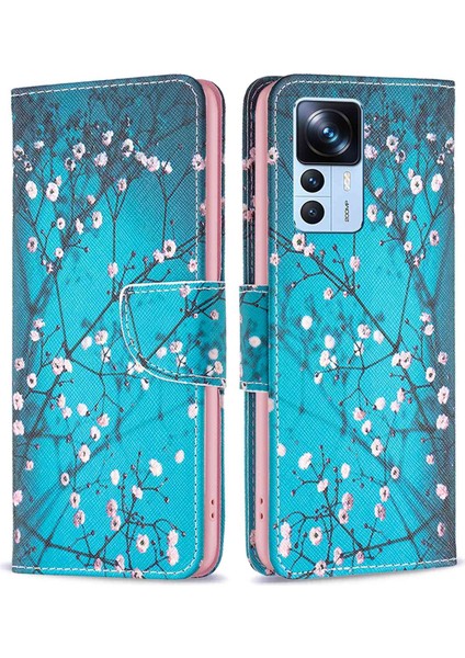 Xiaomi 12T 5g /redmi K50 Ultra 5g /12T Pro 5g Cüzdan Kılıf Pu Deri Manyetik Kapanma Deseni Dönüş Stand Telefon Kapak Çiçeği Çiçeği (Yurt Dışından)