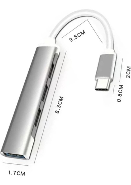 Type-C To USB Hub 4 Port Çoklayıcı Macbook ile Uyumlu Çoğaltıcı Type C To USB Converter Hub