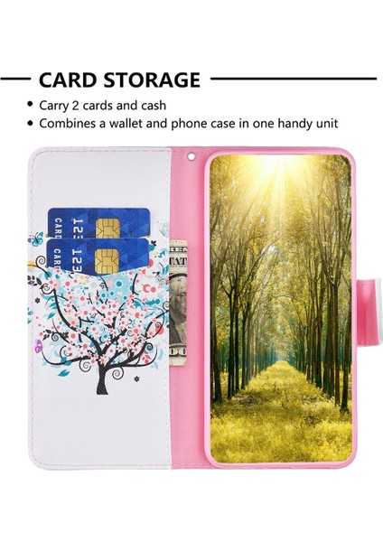 Xiaomi 12T 5g/redmi K50 Ultra 5G/12T Pro 5g Cüzdan Kılıf Pu Deri Manyetik Kapanma Deseni Dönüşü Stand Telefon Kapak Çiçek Ağacı (Yurt Dışından)