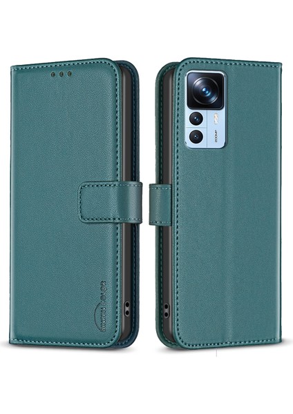 Xiaomi Için Cüzdan Kılıfı 12T 5G/12T Pro 5g/redmi K50 Ultra Pu Deri Stand Telefon Kapak Yeşil (Yurt Dışından)