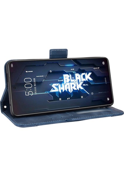 Xiaomi Black Shark Için 5 Çoklu Kart Yuvası Telefon Kapağı Anti-Çizelge Pu Deri Cüzdan Standı Kılıf Mavisi (Yurt Dışından)