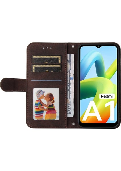 Xiaomi Için Redmi A1 4g/a2 4g Ağaç Desen Metal Düğmesi Cilt Touch Telefon Kılıfı Pu Deri Çizgiler Baskılı Manyetik Tokalı Cüzdan Stand Kapağı Strap-Brown (Yurt Dışından) fiyatları
