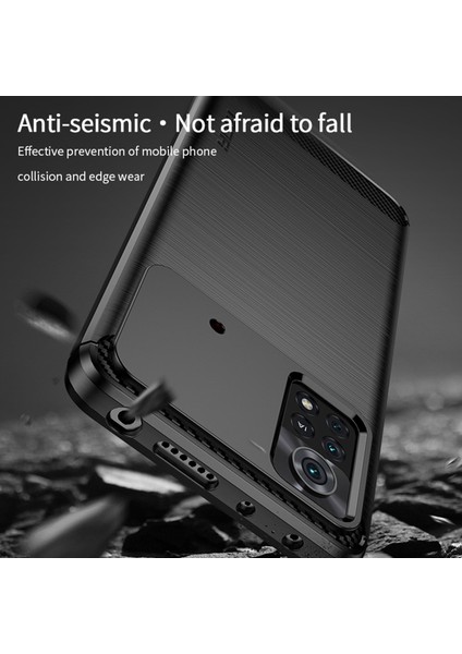 Xiaomi Poco X4 Pro 5g Yumuşak Cilt Esnek Tpu Anti-Slatch Anti-Slatch Telefon Kılıfı Karbon Fiber Doku Fırçalanmış Şok Geçirmez Şık Kasa-Siyah (Yurt Dışından)