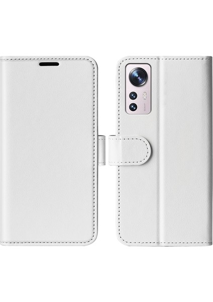 Xiaomi Için 12 Lite Cüzdan Tarzı Pu Deri Kabuk, Çılgın At Doku Kılıfı Manyetik Kapanış Folio Flip Telefon Kapağı Stand-Beyaz (Yurt Dışından)