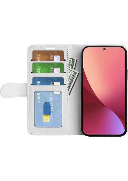 Xiaomi Için 12 Lite Cüzdan Tarzı Pu Deri Kabuk, Çılgın At Doku Kılıfı Manyetik Kapanış Folio Flip Telefon Kapağı Stand-Beyaz (Yurt Dışından) modelleri