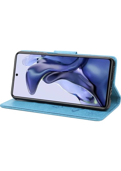 Xiaomi Poco X4 Pro 5g Pu Deri Kelebek Çiçeği Baskılı Stand Flip Cover Tpu Iç Kabuk Şok Geçirmez Koruyucu Cüzdan Telefon Kılıfı Strap-Blue (Yurt Dışından) modelleri