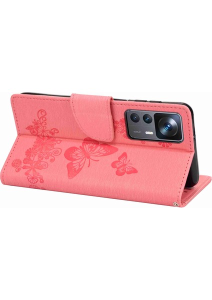 Xiaomi Için 12T 5g/redmi K50 Ultra 5g Kelebekler Çiçek Baskı Şok Geçirmez Cüzdan Kılıf Pu Deri Deri Stand Manyetik Kapanış Flip Folio Telefon Kapak Pink (Yurt Dışından) fırsatları