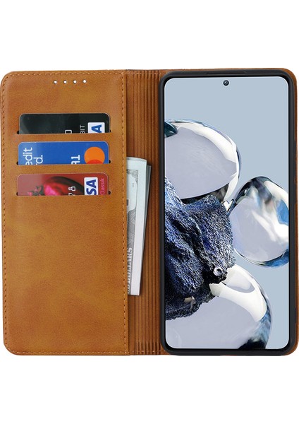Xiaomi 12T 5G/12T Pro 5g/redmi K50 Ultra Pu Deri Telefon Kılıfı Stand Iki Renk Ekleme Cüzdan Kapak Sarı+Kahverengi (Yurt Dışından) fiyatları