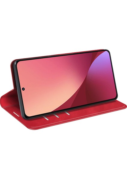 Xiaomi Için 12 Lite Cilt Dokunuş Hissi Folio Flip Pu Deri+Tpu Çift Katman Koruma Telefon Kılıfı Standı Cüzdan Stili Kabuk-Kırmızı (Yurt Dışından) fırsatları