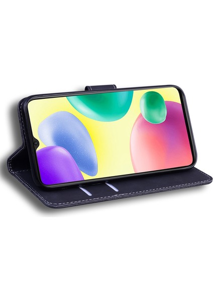 Xiaomi Redmi Için 10A Pu Deri Cüzdan Telefon Kapak Standı Özellik Manyetik Kapatma Şok Geçirmez Flip Folio Case-Black (Yurt Dışından) modelleri