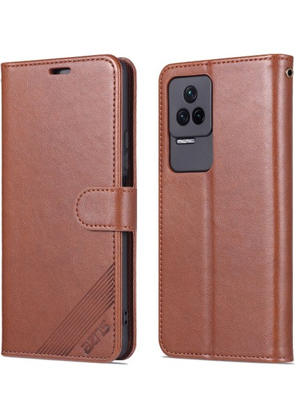 Xiaomi Için Redmi K50 PRO/K50 Cüzdan Telefon Kılıfı Dokulu Pu Deri Foli Flip Kitap Kapağı Tpu Şok Geçirmez Stand Case-Brown (Yurt Dışından)