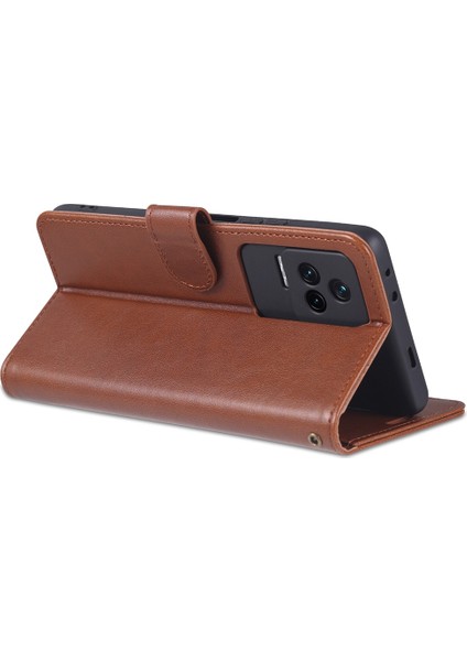 Xiaomi Için Redmi K50 PRO/K50 Cüzdan Telefon Kılıfı Dokulu Pu Deri Foli Flip Kitap Kapağı Tpu Şok Geçirmez Stand Case-Brown (Yurt Dışından)