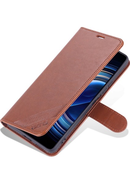 Xiaomi Için Redmi K50 PRO/K50 Cüzdan Telefon Kılıfı Dokulu Pu Deri Foli Flip Kitap Kapağı Tpu Şok Geçirmez Stand Case-Brown (Yurt Dışından)