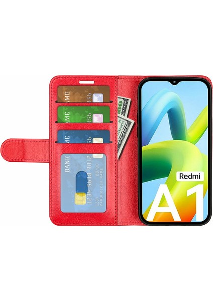 4U Sky Xiaomi Redmi A1 4g/a2 4g Için Pu Deri Telefon Kapağı, Çılgın At Dokusu Flip Stand Cüzdan Tam Koruma Korusu-Kırmızı (Yurt Dışından)