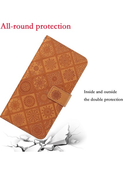 Xiaomi 12T 5G/12T Pro 5g/redmi K50 Ultra 5g Mıknatıs Toka Etnik Baskıda Baskı Cüzdan Eller Seçim Deri Kılıf Strap-Brown (Yurt Dışından) indirimleri