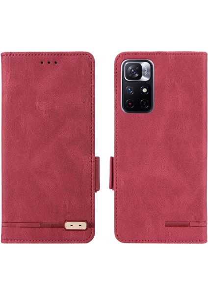 Donanım Dekoru Xiaomi Için Telefon Kılıfı Poco M4 Pro 5g/redmi 10 4g (2021)/NOT 11S 5g, Çift Manyetik Kıçalı Pu Deri Cüzdan Katlanabilir Stand Telefon Kapak Çizgisi (Yurt Dışından)