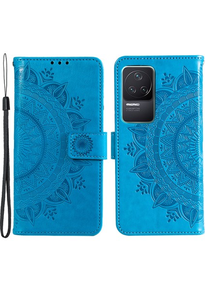 Xiaomi Için Poco F4 5g/redmi K40S 5g Baskılı Mandala Çiçek Desen Kılıf Katlama Standı Pu Deri Cüzdan Koruyucu Kapak Kılıf Mavisi ile (Yurt Dışından)