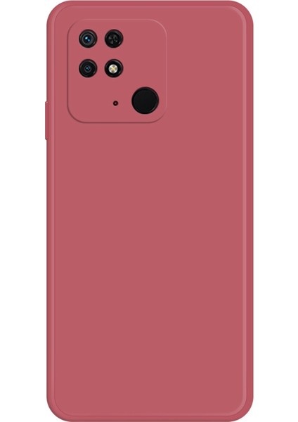 Xiaomi Redmi 10C 4g Düz Kenarlı Ka Tpu Telefon Geri Kılıf Mikrofiber Astar Çizgiye Döküm Anti-Dalgalı Kapak-Kırmızı (Yurt Dışından)