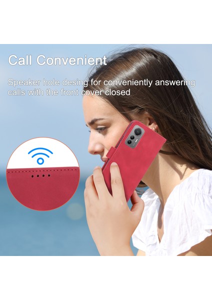 Dierfeng Df-03 Xiaomi Için 12 Lite 5g Deri Telefon Kılıf Cüzdan Çizgileri Baskılı Desen Telefon Stand Kapak Kırmızı (Yurt Dışından) indirimleri